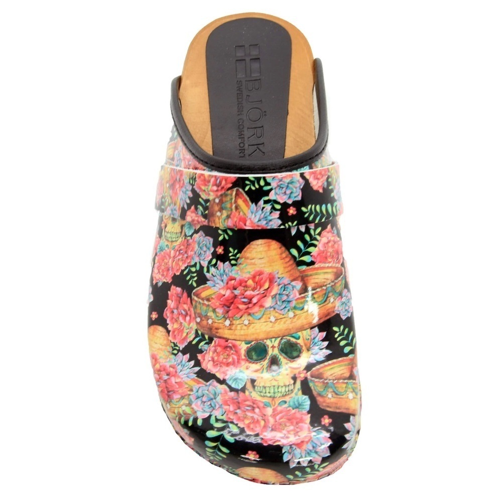 Björk Swedish Vera Wood Open Back Leather Clogs- Multi- Size EU 36 - Picture 2 of 8